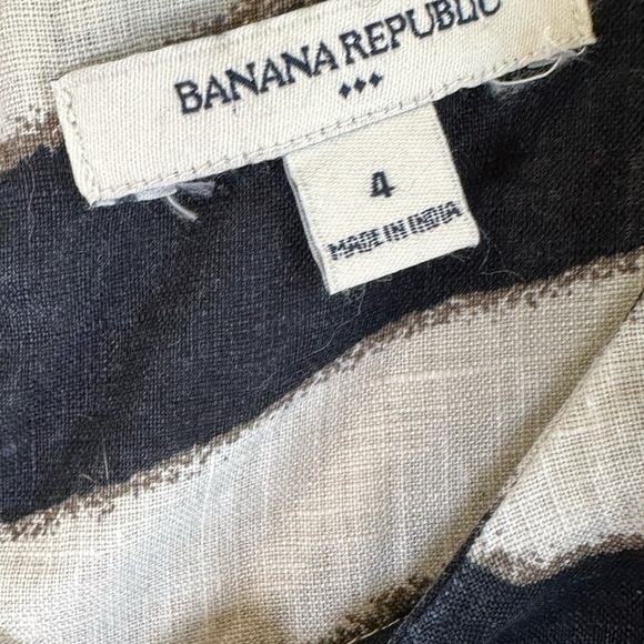 Banana Republic Zebra Print 100% Linen Career Back Zip Dress with Pleats Sz 4 - Picture 7 of 12